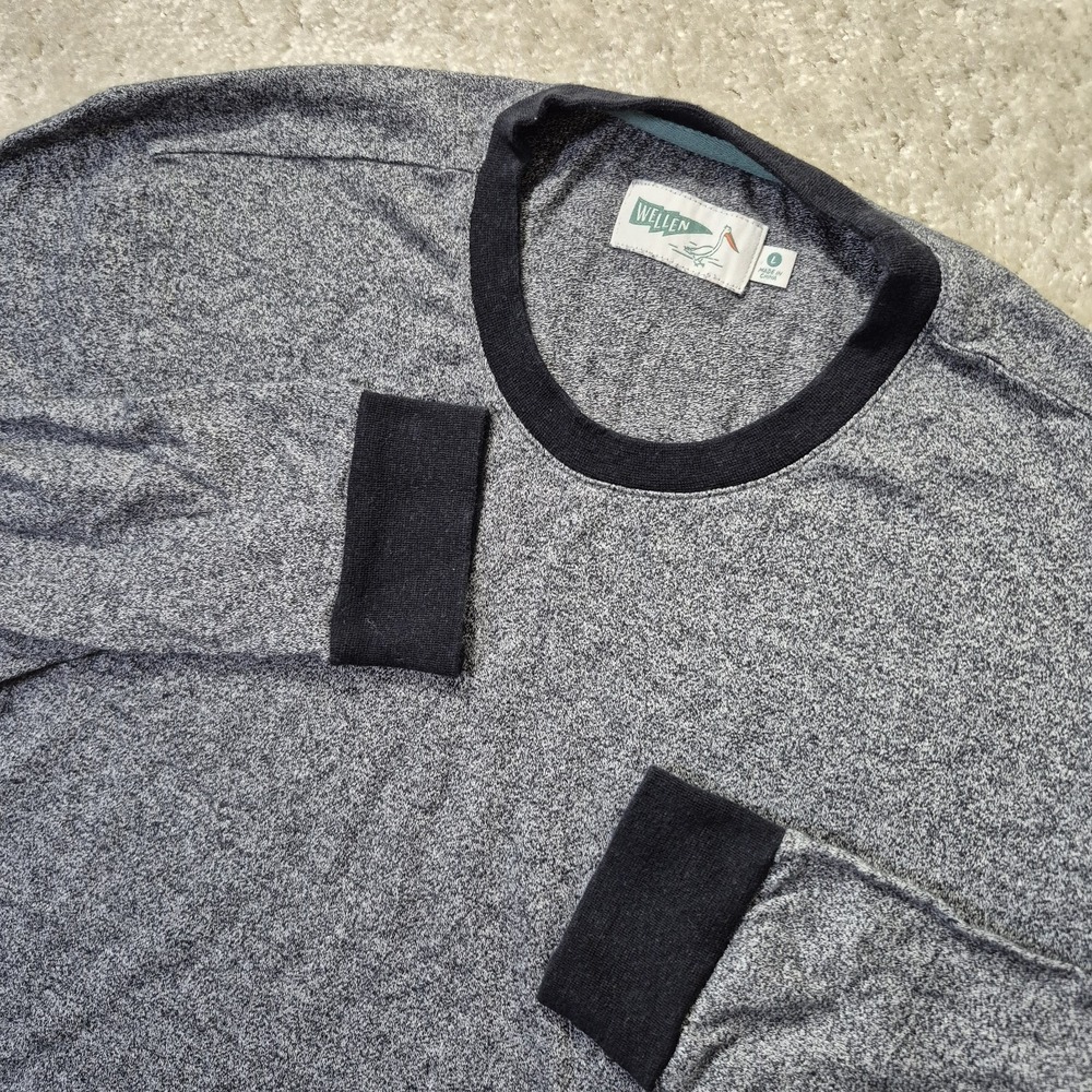 Wellen Heathered Hemp Long Sleeve T Shirt Mens Large Gray Outdoor Logo Huckberry